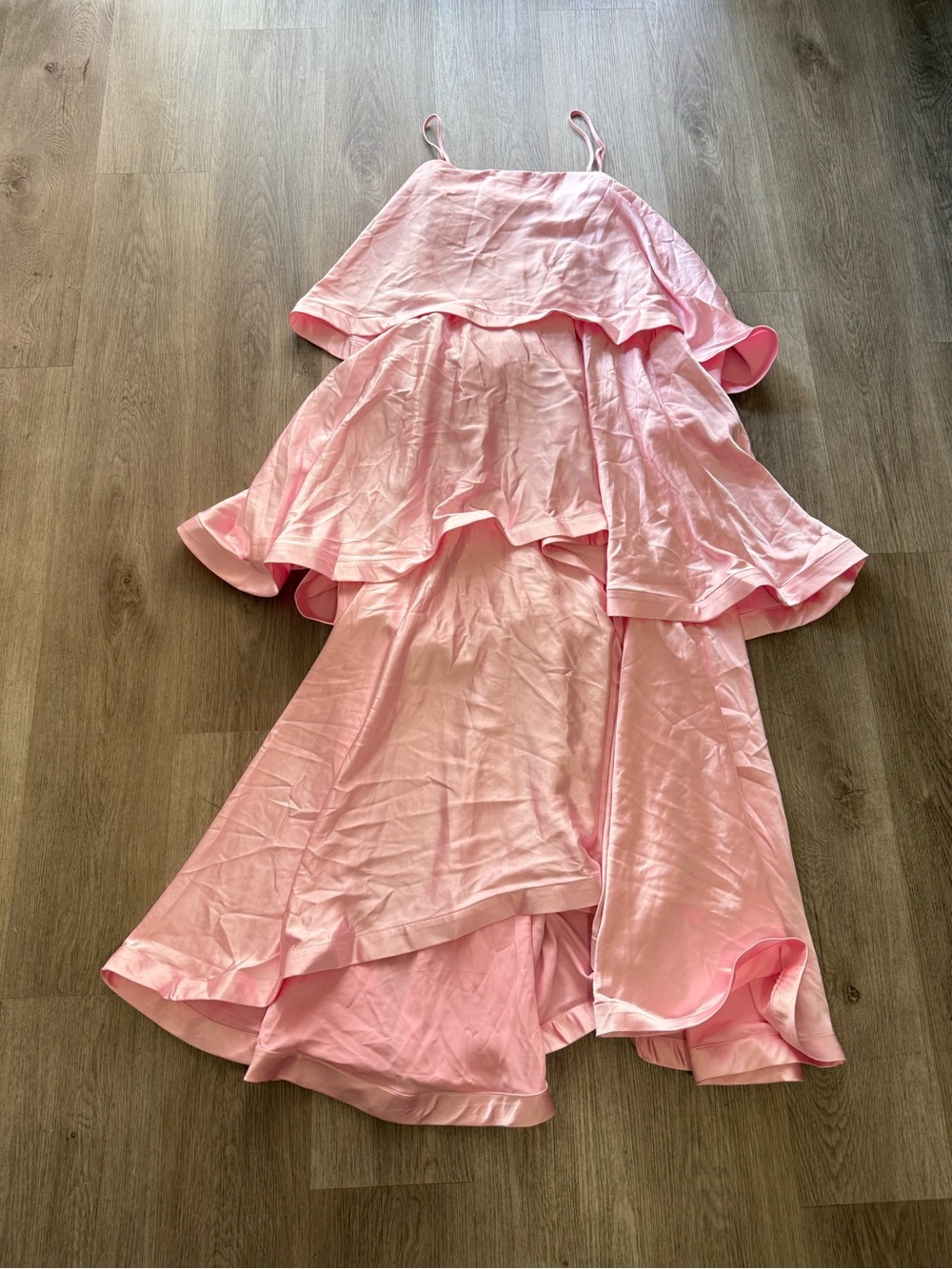 elliatt tilly pale pink tiered oversized ruffle flared maxi gown dress small NEW - Picture 8 of 14